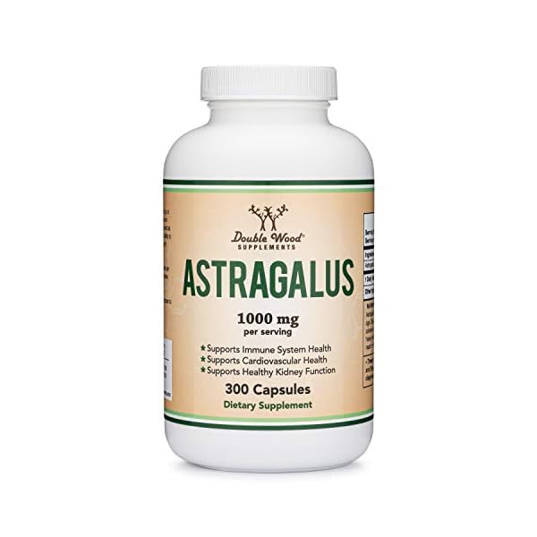 Astragalus Root Capsules - 1,000mg Per Serving (300 Capsules, Bulk Supply) High in Polysaccharides, Manufactured and Tested in The USA for Healthy Aging, Overall, and Immune Support by Double Wood