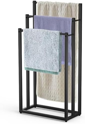 VOUNOT® Toallero de Pie de 3 Niveles Toallero Escalera con 3 Barr...