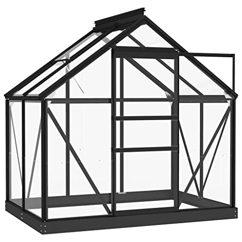 vidaXL Glas Gewächshaus Tomaten Treibhaus Glashaus Tomatenhaus Gartenhaus Pflanzenhaus Frühbeet Garten Anthrazit 155x103x191cm Aluminium