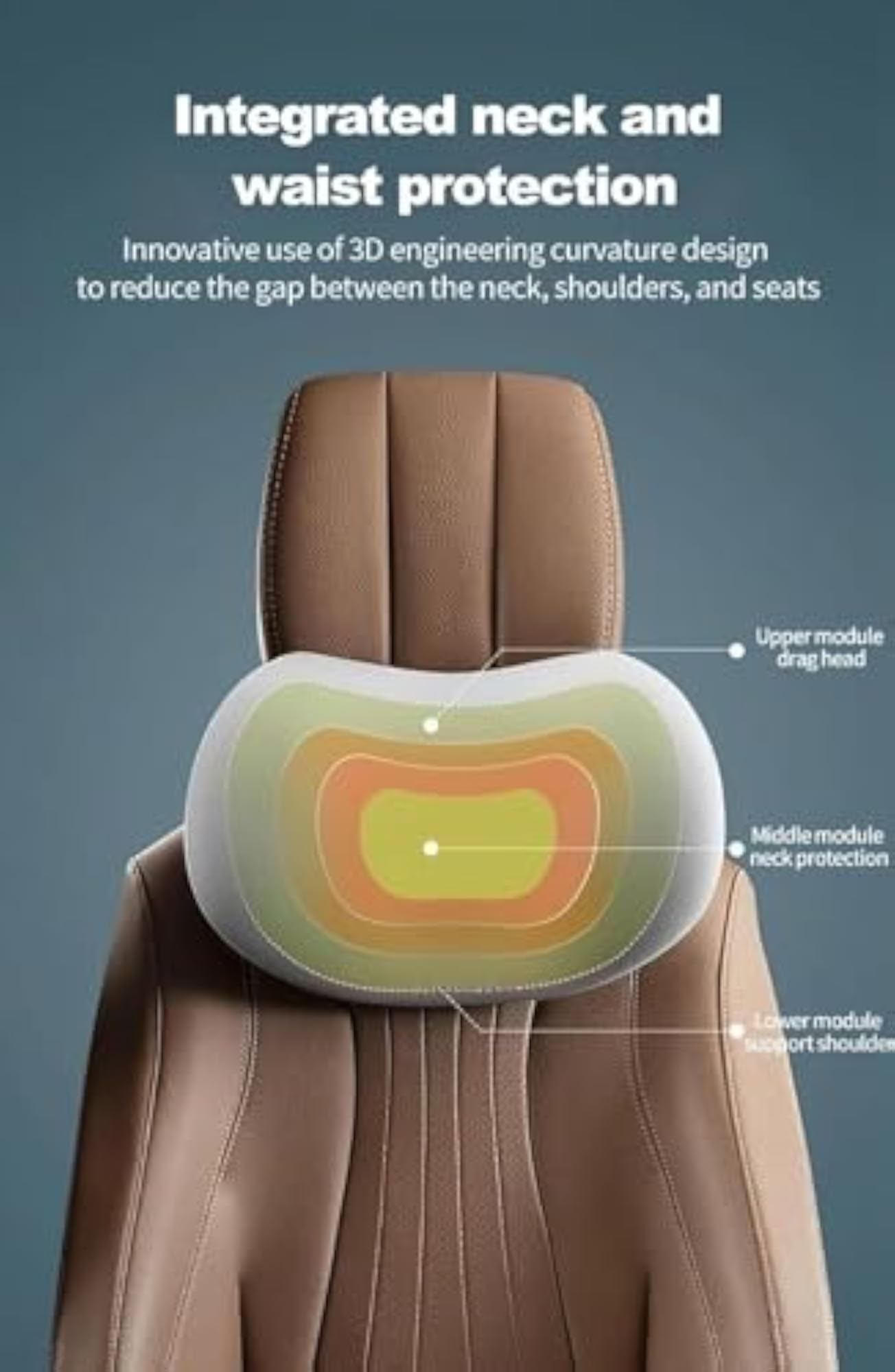 Car Headrest and Lumbar Support Pillow Set, Ergonomic Design