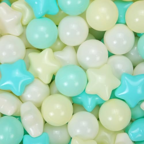GUESVOT Ball Pit Balls Plastic Stars for Ball Pit BPA Free Plastic Balls Crush and Smash Proof Balls 100pcs 2.2