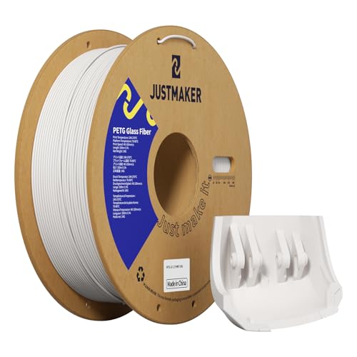 JUSTMAKER PETG Glass Fiber 3D Printer Filament, Updated Stronger Impact Resistance, Dimensional Accuracy +/-0.03mm, 1.75