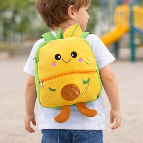 Image of Cartoon Plush Kids School Bag 2-6 Years | Soft Toy Backpack for Boys & Girls | Toddler Nursery Preschool Bag | Lightweight Adjustable Straps