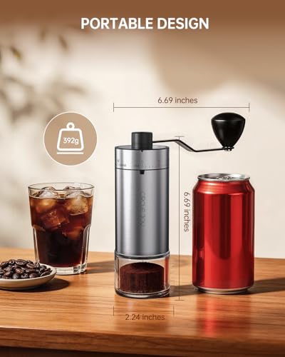 Image of CIRCLE JOY Mini Manual Coffee Grinder with 40 External Adjustable Settings and Ceramic Conical Burr, Portable Stainless Steel Hand Coffee Grinder for Home and Travel