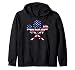 Cream Drip Lacrosse American Flag Lax Helmet Sticks 4th July Zip Hoodie