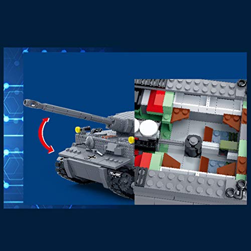 Seasy Technik Panzer Bausteine, 1010 Teile Militär 1:28 Tiger Panzer Modellbausatz Kompatibel mit Lego Technik – Bild 3
