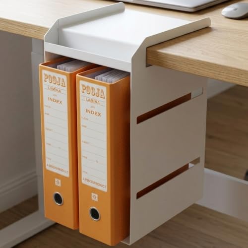 Image of Metal File /Documents /Magazine Rack | Office /WorkSpace Organizers | Multipurpose Table Storage Holder | Stationery Supplies Compartment Shelf | Desk Organizers | White