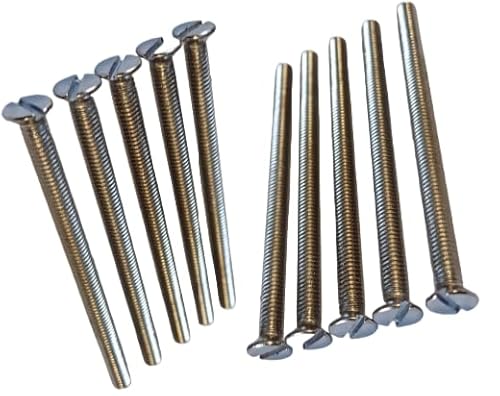 M3.5 Chrome 50mm Flat Slotted Countersunk Head Screws, Pack of 10, For Chrome Finished Switch and Socket Plates