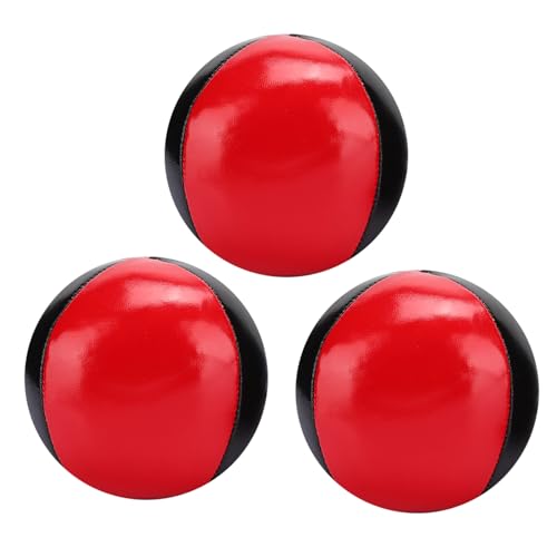 3PCS High End Red Black PU Leather Juggling Balls Lightweight and Portable for Professional Performances and Office Leisure Entertainment