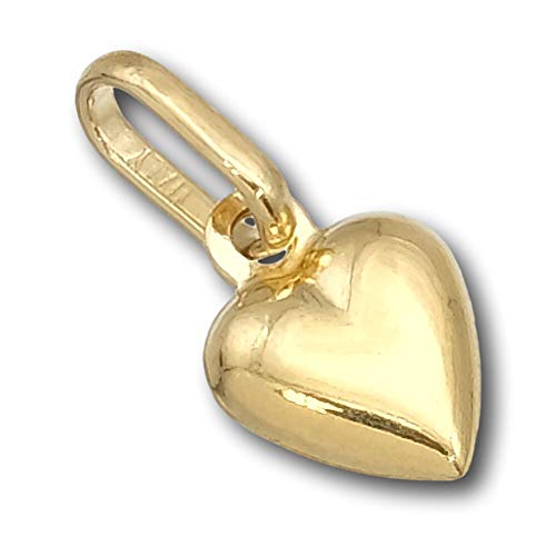 FindingKing 14K Yellow Gold Puffed Heart Charm Pendant Jewelry 8 x 6mm (.31' x .24')