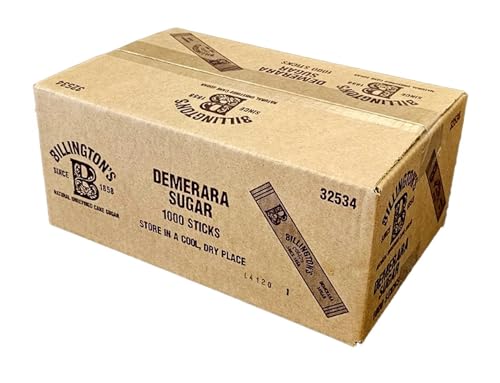 Billingtons Natural Brown Sugar Sticks 2g (Pack of 1000) | Unrefined Cane Sugar | Individually Wrapped Portion-Controlled Sachets for Tea & Coffee | Ideal for Homes Offices & Catering