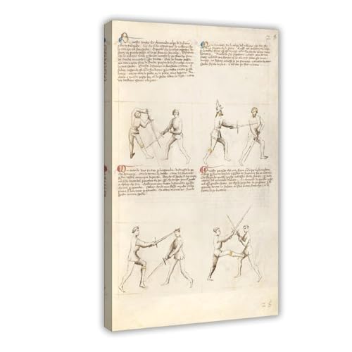 Fiore Dei Liberi impression sur toile combat à l'épée cadre à suspendre