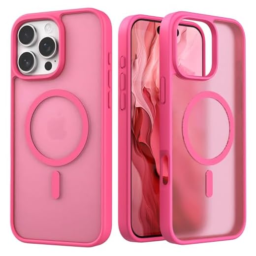 PeeTep Magnetic for iPhone 16 Pro Max Case,Powerful Built in Magnets Compatible with MagSafe,Slim Fit Translucent Matte Shockproof Anti-Fingerprint Cover for iPhone 16 Pro Max （6.9"）,Rose Red
