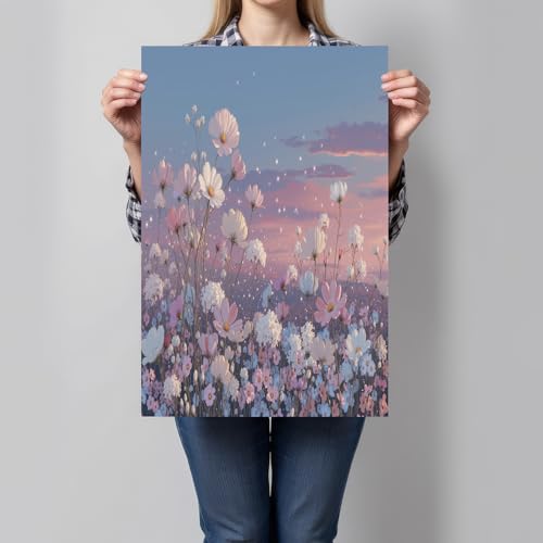 Fleur sauvage rose affiche grand format pour illuminer une salle de bain