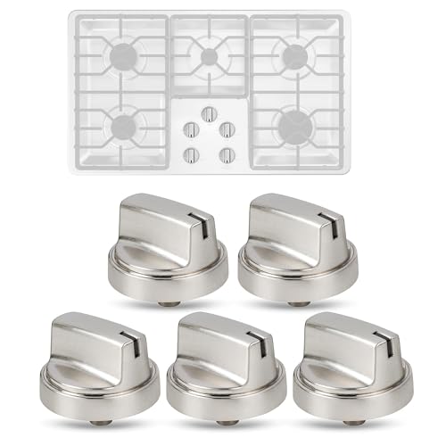 5Pcs Upgraded WB03X29300 Gas Stove Knobs for GE Range Surface Burner Knob Gas Range Knobs Replacements for JGP3030SL1SS JGP3030SL2SS Cooktop Knob Replace for GE Part Number AP6301265 4585904