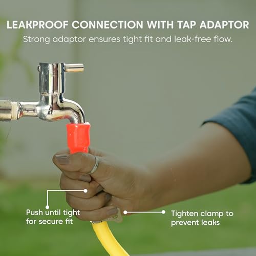 Image of Kyari Garden Hose Pipe Non Braided with Nozzle & Clamps - 10 Meter, 0.5 Inch, Flexible Water Pipe for Indoor & Outdoor Gardening, Balcony & Terrace Plants