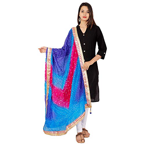 Dupatta Jaipuri Bandhej Aashita Creations 1005 avec dentelle Gota Patti pour femme