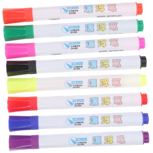 TIDTALEO 8個 水に浮く色カラフルペイントペン 用水中作画マーカー ホワイトボード対応 想像力刺激 水落ち消せる楽しい水彩筆