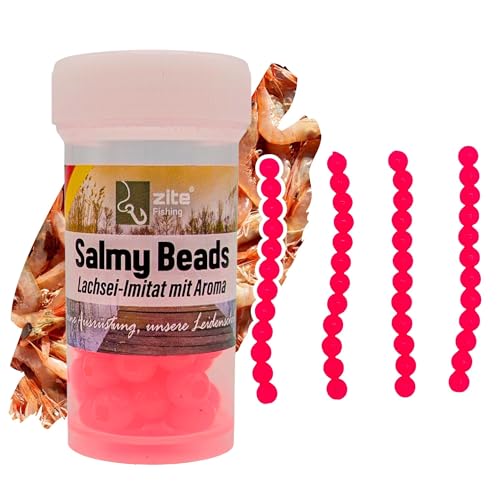 Zite Fishing Salmy Beads Forellenköder Lachsei Imitat – UL Ultra Light Gummiköder Forelle Handmade, Phthalatfrei, Made in Germany mit Flavour Aroma Shrimp (Pink)
