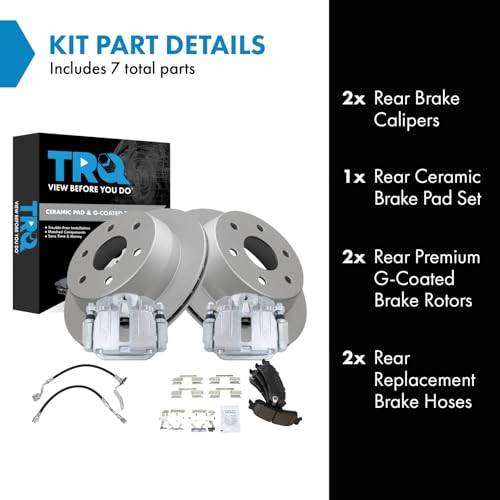 Image of TRQ Rear Brake Pad and Rotor Set Ceramic Coated Calipers Compatible with 2002 Chevrolet Silverado 1500 Sierra 1500