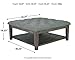 Signature Design by Ashley Borlofield Rustic Farmhouse Upholstered Ottoman Coffee Table with Floor Shelf, Gray