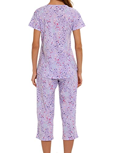 Enjoynight Women's Cute Sleepwear Tops With Capri Pants Pajama Sets(Large,Pu) Purple #TOP4