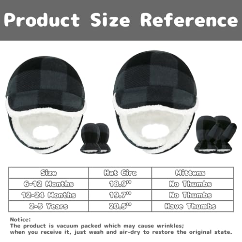 Olreco Toddler Winter Hat and Mittens Set Baby Winter Hat with Earflaps Toddler Warm Hats Sherpa Lined Baby Beanies Kids Cap2