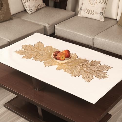 Image of Homerz Premium Table Runner, PVC, Size- 92x34 cm | Waterproof, Heat Resistant, Non-Slip, Easy to Clean Soft Table Runner for Coffee Table, Dining Table and Centre Table. (Leaf)