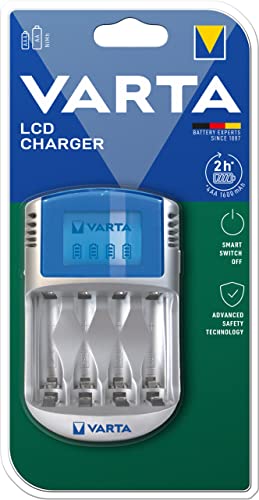 Chargeur de piles LCD VARTA pour 4 accus AA AAA avec cable USB et adaptateur de voiture 12V