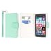 MPERO Nokia Lumia 730 / 735 Wallet Case, [Flex Flip] Cover with Card Slots and Wrist Strap (Mint Green)