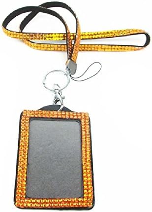 Rhinestone Crystal Sparkly Lanyard and ID Badge Holder for Photo ID Cards (Silver)