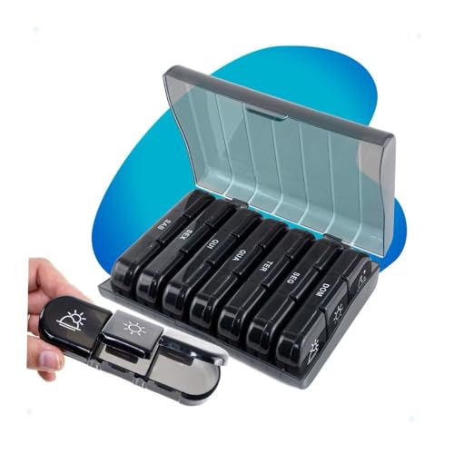 Porta Comprimidos Estojo Caixa Organizadora Porta Comprimido Caixa Porta Remédio Organizador Semanal de Comprimidos E Suplementos, PREMIUM (Preto)