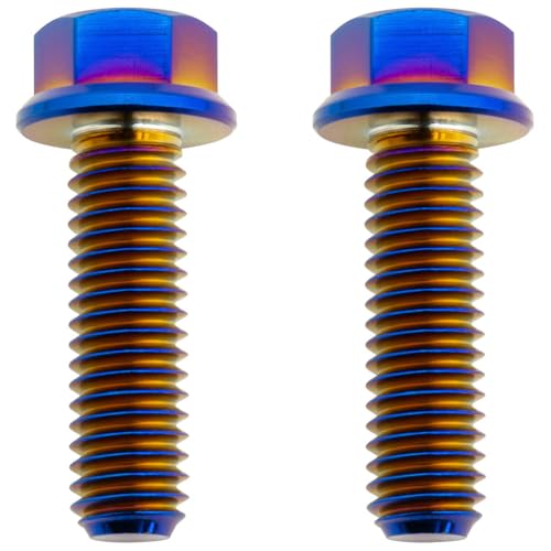 Image of Tusk Titanium Bolt M6 x 20mm x 1.00 Pitch 2 Pack Hex Flange 8mm Head and T30 Burnt Blue 45% Lighter (2 Packs) (M6 x 20mm)