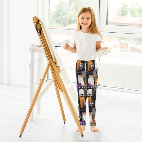 ALAZA Girls' Leggings Children's Yoga Pants Skinny Printed Dance Cat Vintage Cute Comfortable 4T4