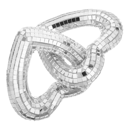 TOYANDONA Palla da Discoteca a Forma di Cuore Vintage Cuori Intrecciati Cavi, Ornamento Natalizio a Specchio per Feste, Decorazione da Tavolo Riflettente per Soggiorno, Camera e Ufficio