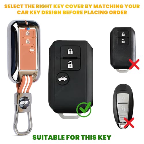 Image of Car Key Cover Compatible with Maruti Suzuki jimny Baleno Grand Vitara XL6 Swift New Brezza Ertiga Dzire 3-Button Smart Key