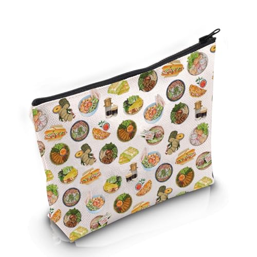 VAMSII Vietnam Lover Gift Vietnam Food Design Makeup Bag Vietnamese Food Lover Cosmetic Bag Vietnam Culture Lover Gift Vietnam Trip Gift (Vietnam Food Design M)