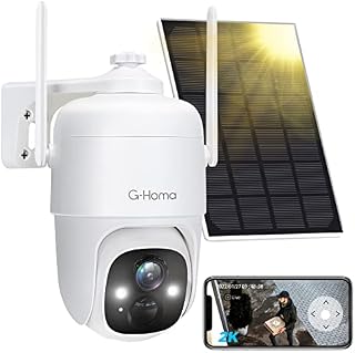 G-Homa 2K Solar Security Camera Outdoor Wireless with 360° View, 2.4G WiFi Battery Powered CCTV Camera System with Solar Panel, Color Night Vision, Siren/Spotlight, 2-Way Audio, AI Detection, IP65