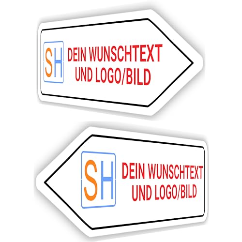 NEU - SCHILDER HIMMEL Pfeilschildpersonalisiert links oder rechts Wegweiser/Hinweisschild 5 verschiedene Größen gut sichtbar robust und vielseitig einsetzbar Schild zum Selbstgestalten