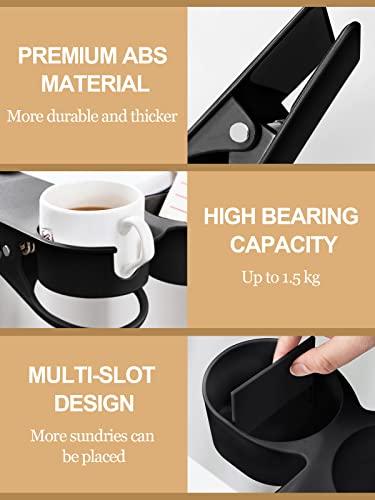 Kalolary Drinking Cup Holder Clip, New Type Chair And Table Bottle Cup Clip The Diy Glass Clamp Water Coffee Mug Holder Clip With Extra Storage Tray Design For Home & Office, Black #TOP2