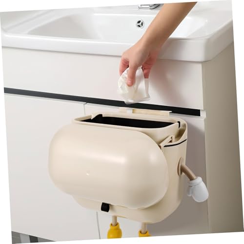 Caneca de basura rectangular beige para cocina miniatura 2