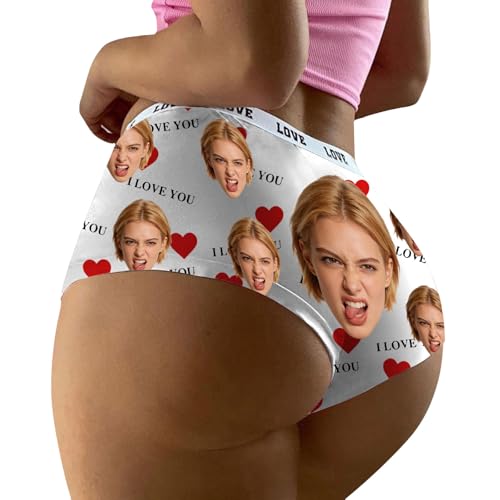 Bragas personalizadas con imagen para mujer, ropa interior con foto personalizada, regalos personalizados divertidos para el día de San Valentín para ella, #03-blanco, M