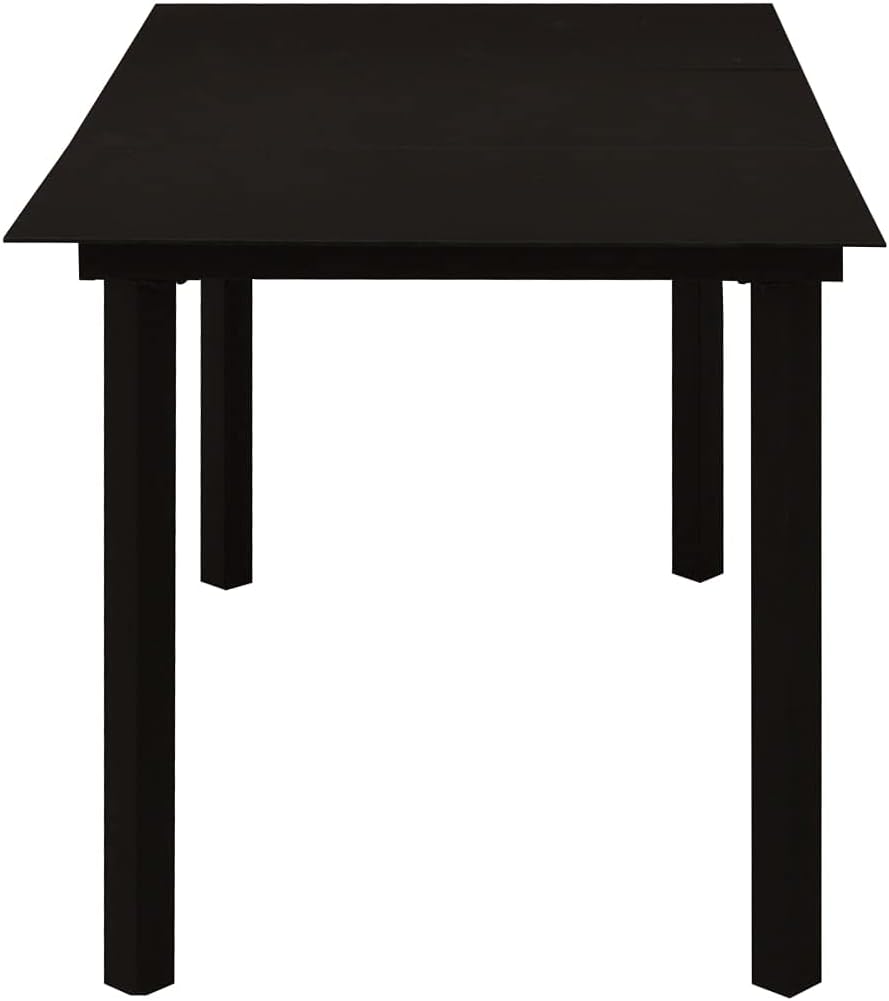 Patio Dining Table,Garden Tables,Outdoor Dining Tables,Leisure Table,Game Tables,Outdoor Tables,Coffee Tables,Camping Tables,for Garden,Backyard,Bistro, Black 59.1"x31.5"x29.1" Steel and Glass