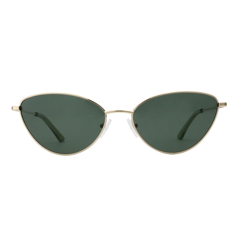 Occhiali da sole vintage piccoli a forma di occhio di gatto, alla moda, con montatura in metallo stretta, occhiali da sole polarizzati, protezione UV al 100% per donna