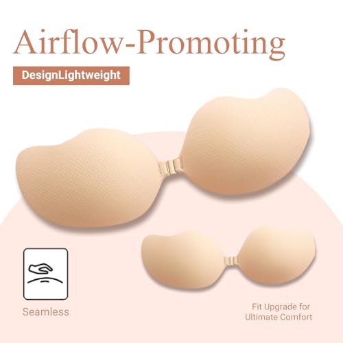 Rosefly Push Up Strapless Backless Sticky Bra for Women, Invisible Adhesive Lift Bra with Breathable Reusable Fabric2