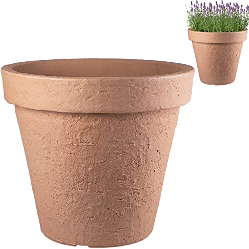 alles-meine.de GmbH Beton Optik - großer XXL - Blumenkübel/Pflanzkübel - Ø 48 cm x 43 cm - 51 Liter - braun/terrakotta - rund - Gross - Kunststoff - Design Kunststoffkübel - ..