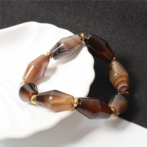 Pulsera de ágata natural de café joyería unisex de cuentas de piedra 5