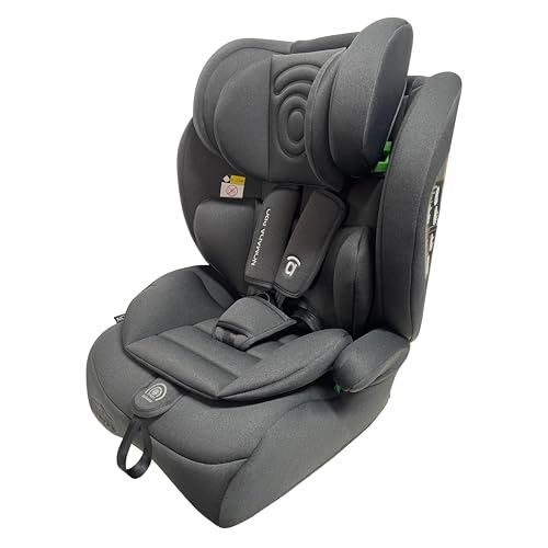 Asalvo NÓMADA PRO Silla de Auto i-Size (76-150 cm), Con Arnés de 5 Puntos y Reposacabezas Ajustable, Solo en Sentido de la Marcha, Con Cinturón del Vehículo, Reclinable y Evolutiva, Gris