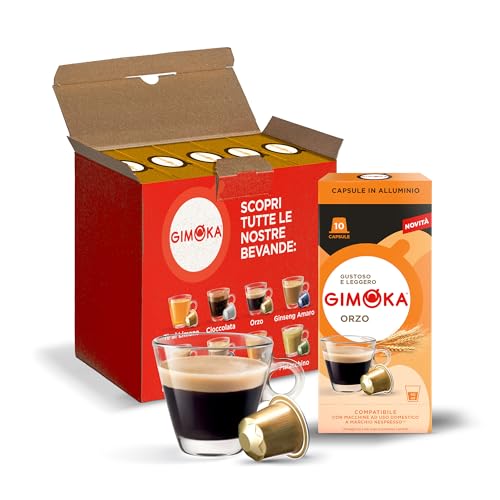 Gimoka, bebida soluble de CEBADA - 50 Cápsulas de Aluminio - Compatibles con Máquinas de Café Nespresso* para uso doméstico - Producido en Italia - 5 paquetes de 10
