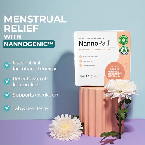 Image of Organic Pads for Women - 100% Organic Cotton Overnight Pads with Wings - High Absorbency (180mL), Comfortable & Ultra-Thin - No Fragrances, Odor-Control, Breathable - Super (1 Pack, 20 Count)